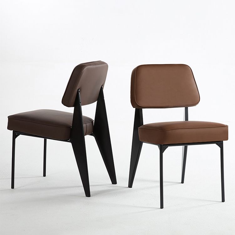 Industrial Armless Dining Chairs Open Back Upholstered Side Chair with Metal Legs