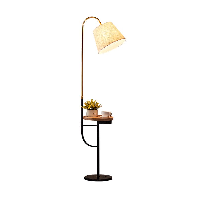 Fabric Tapered Drum Standing Lighting Contemporary 1��Bulb Floor Light with Tray for Bedside