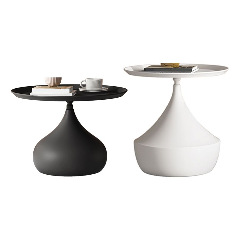 Mid-Century Round Iron Coffee Table Set Pedestal Tray Top Cocktail Table