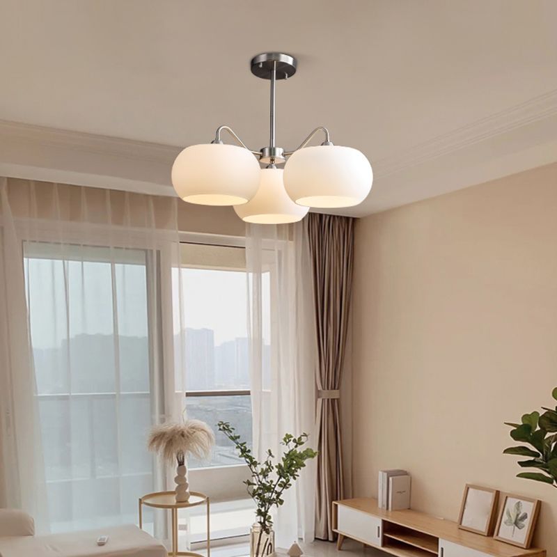 Modern Pendant Light White Glass Sputnik Ceiling Light for Living Room