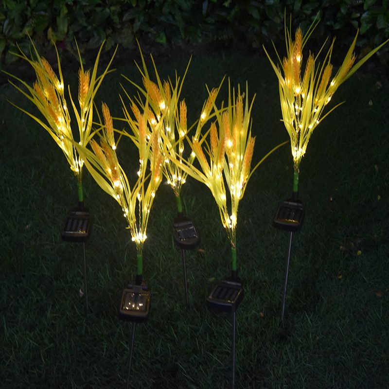 Yellow Wheat LED Lawn Lighting Decorative Plastic Solar Stake Light for Courtyard