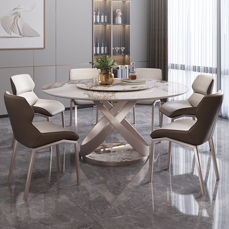 Nordic Glam Sintered Stone Round Table Set 1/4/5/7 Pieces Dining Set for Kitchen