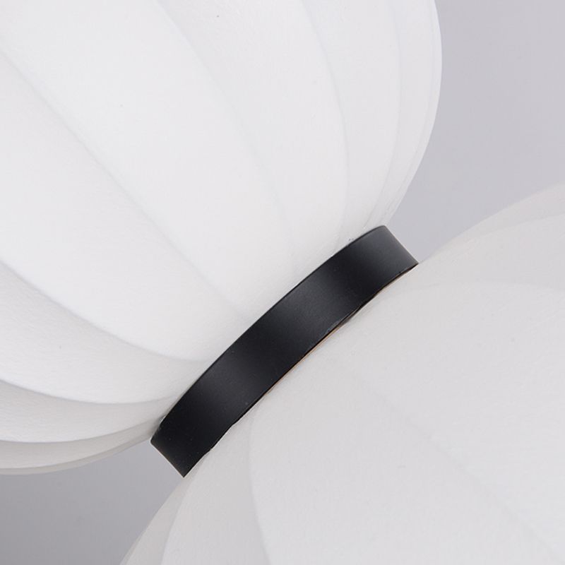 White Geometric Silk Pendant Light Nordic Modern Down Lighting for Living Room