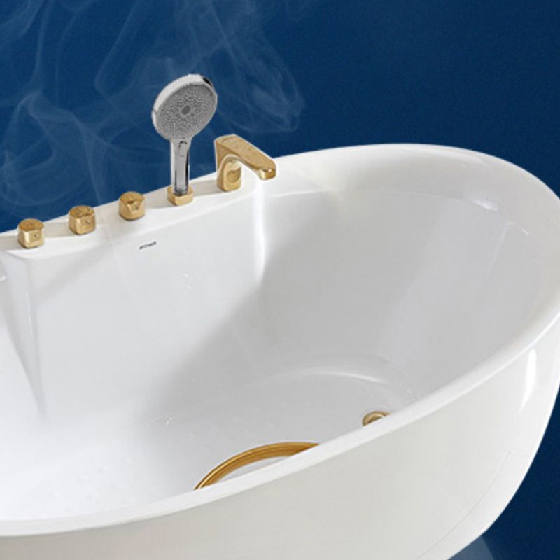 Freestanding Oval White Bath Soaking Handles Included Bathtub