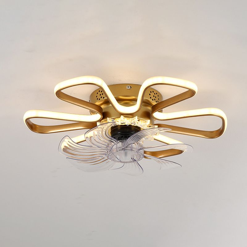 7-Blade Children Ceiling Fan LED Polish Finish Fan with Light for Living Room