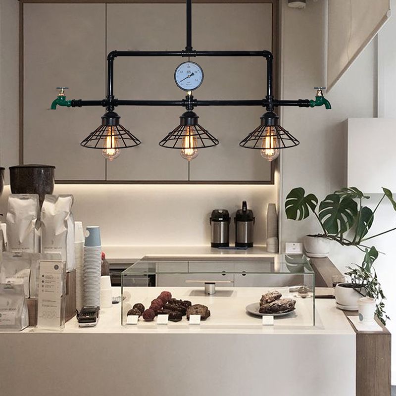 Linear Island Lighting Fixtures Industrial Metal Pendant Lighting for Restaurant