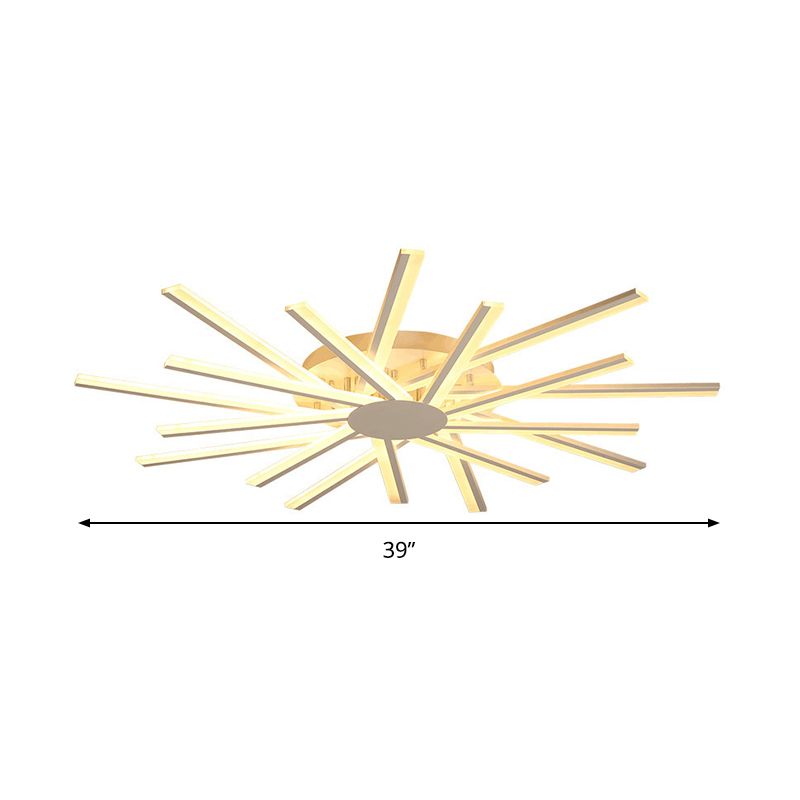 31.5"/39" W LED Living Room Ceiling Mounted Light White Semi Flush Light Fixture with Spiral Acrylic Shade in Warm/White Light