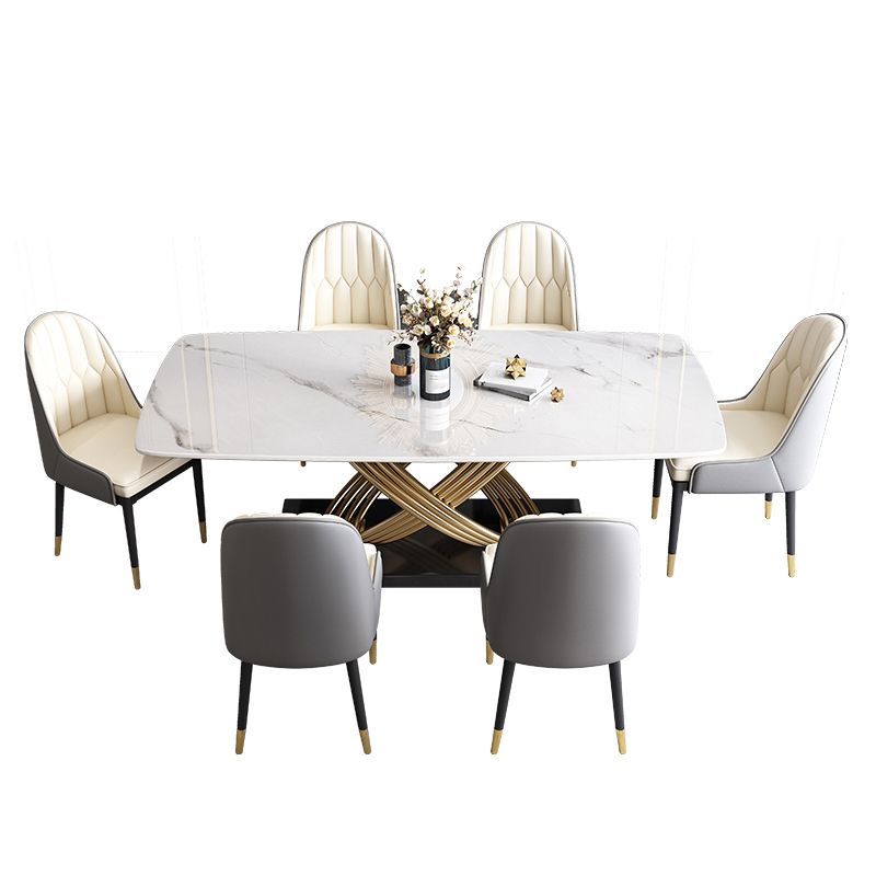 Mesa de comedor rectangular de lujo tradicional muebles de acero inoxidable para interiores