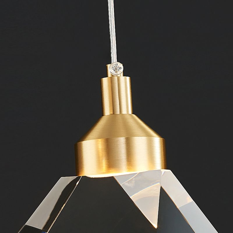 Lampe suspendue géométrique en cuivre dans un pendentif en cristal de style artistique moderne pour chambre à coucher