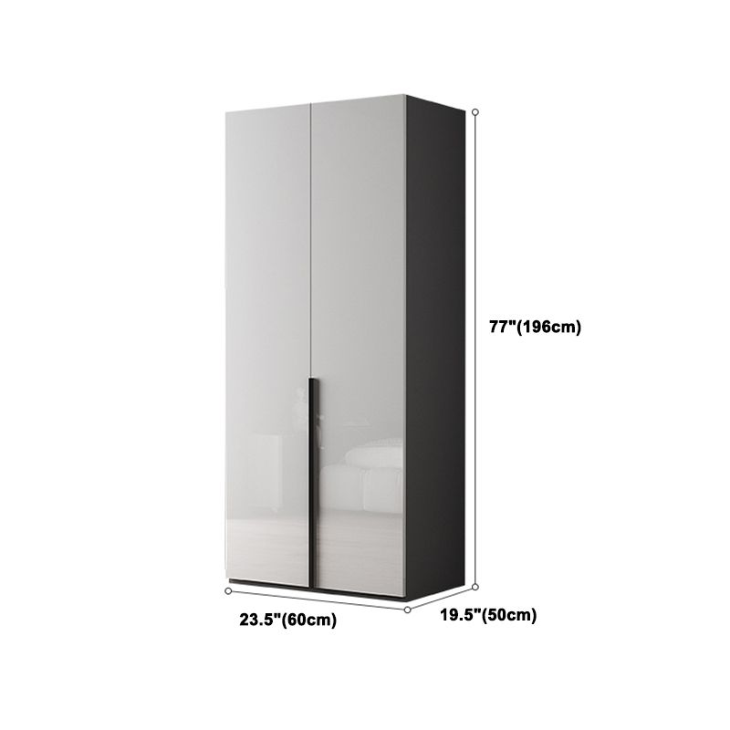Modern Mirrored Finish Wardrobe Cabinet Engineered Wood and Solid Wood Wardrobe
