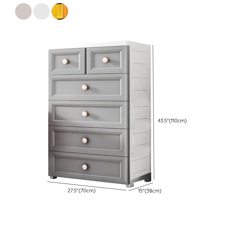 Plastic Contemporary Bedroom Cabinet Matte Finish Storage Cabinet with Drawers