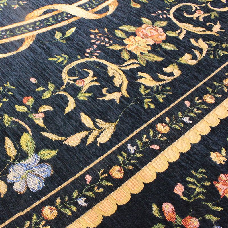Oval Flower Printed Carpet Polyester Vintage Rug Stain Resistant Area Carpet for Adult's Bedroom