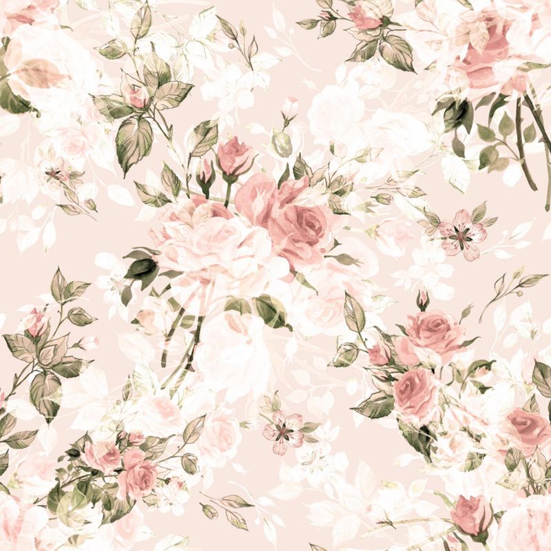 Big Blossom Wallpaper Mural Contemporary Pretty Flowers Wall Covering in Pastel Color