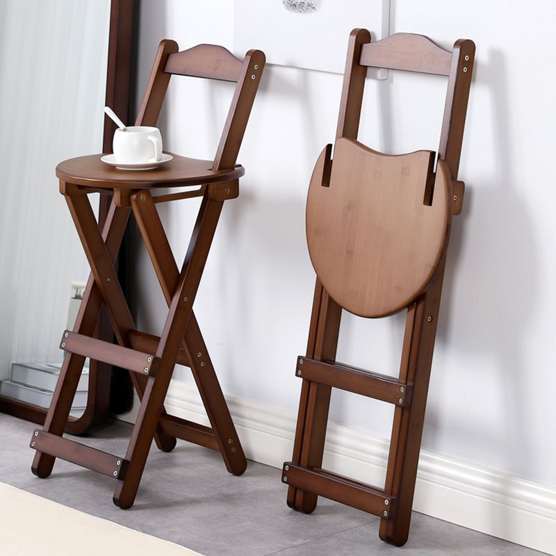 Solid Wood Dining Stools Contemporary Folding Bar Stools with Footrest