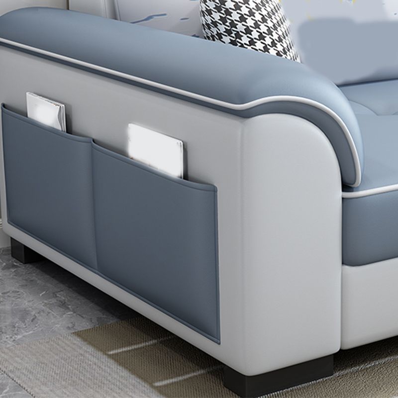 L-Shape Flared Arms Sectional 3-seat Faux Leather Sofa with Storage