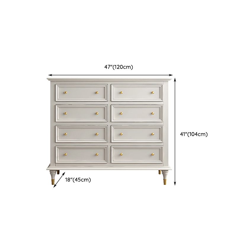 Glam White Closed Back Storage Chest with Soft-Close Drawers for Home