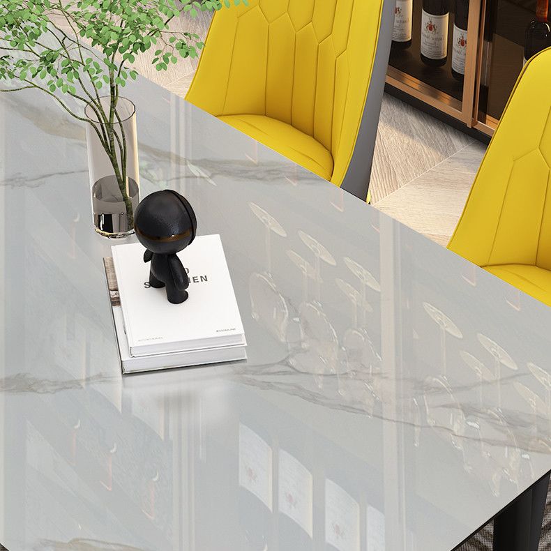 Dining Room Set Modern with Sintered Stone Dining Table and Cushion Chairs