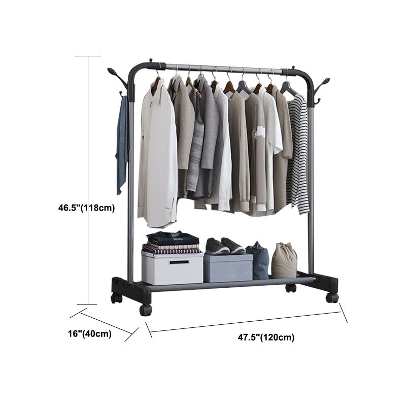 Modern Coat Hanger Hanging Rail Storage Shelves Hooks Metal Coat Rack