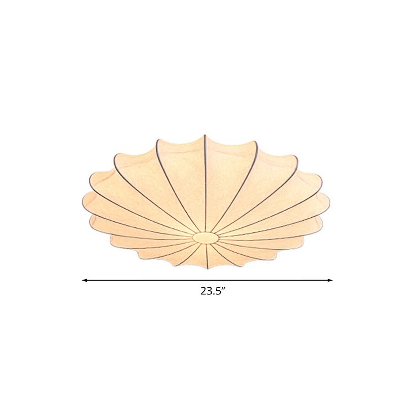 16"/23.5"W Scalloped Flush Mount Light Contemporary Fabric 1/3 Light White Flush Ceiling Light