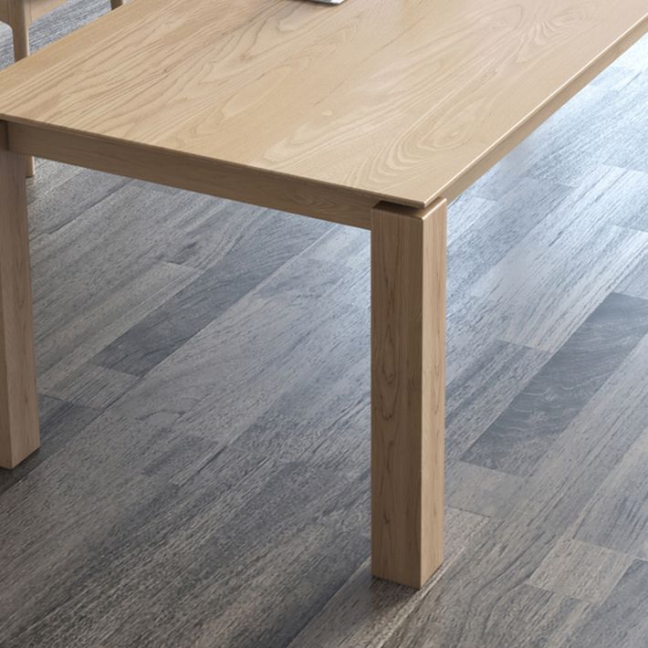 Rectangle 4 Legs Mid-Century Dining Table Solid Wood Fixed Table for Kitchen