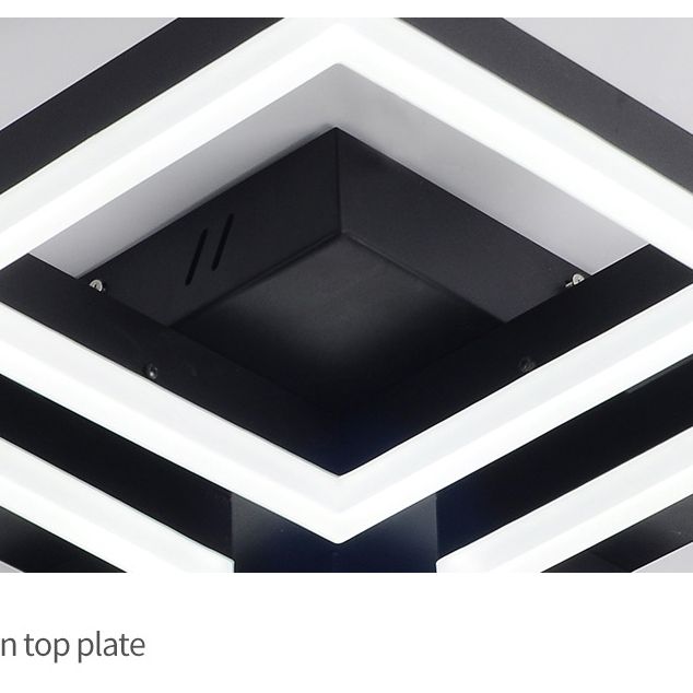 Lámpara de techo cuadrado de acabado negro de estilo simple led de metal led semi rasgador de montaje