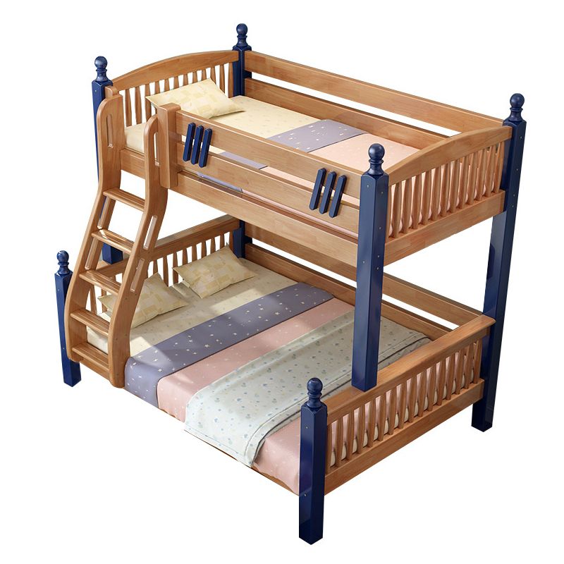 Rubberwood Bunk Bed Mid-Century Modern Spindle Slat Bed Natural