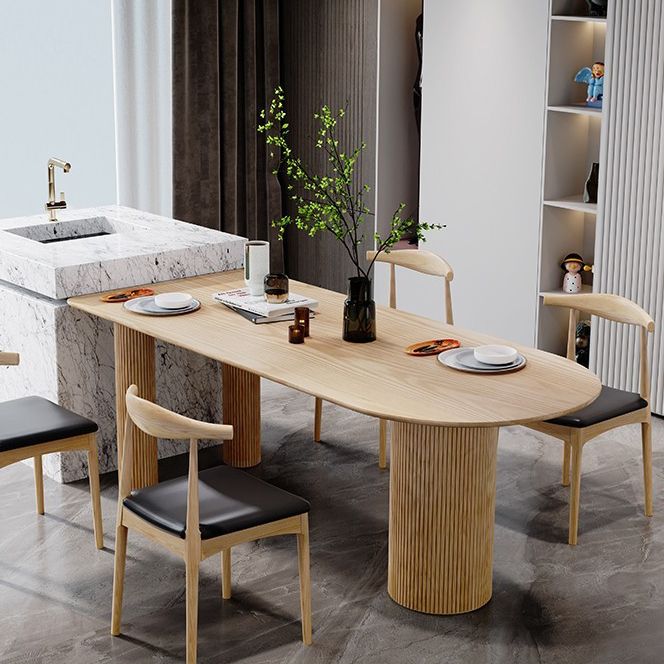 Solid Wood Contemporary Free Form Indoor Table Wood Top Table for Dining Room and Kitchen