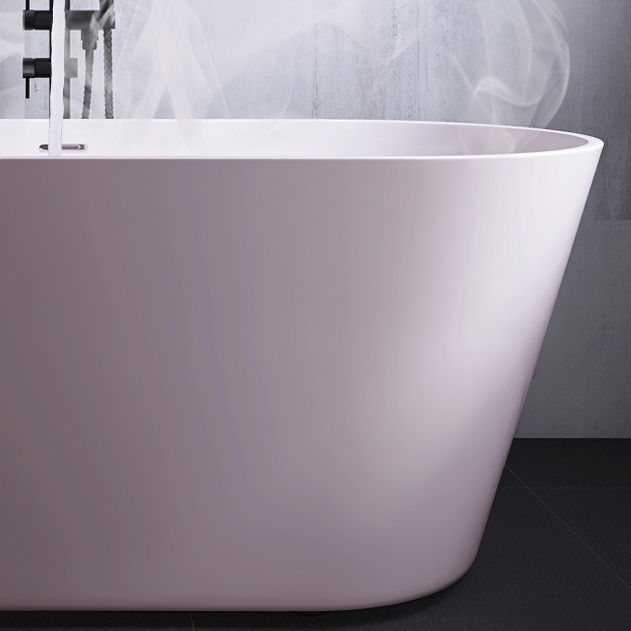 Modern White Stand Alone Bathtub Oval Acrylic Soaking Bathtub without Holes