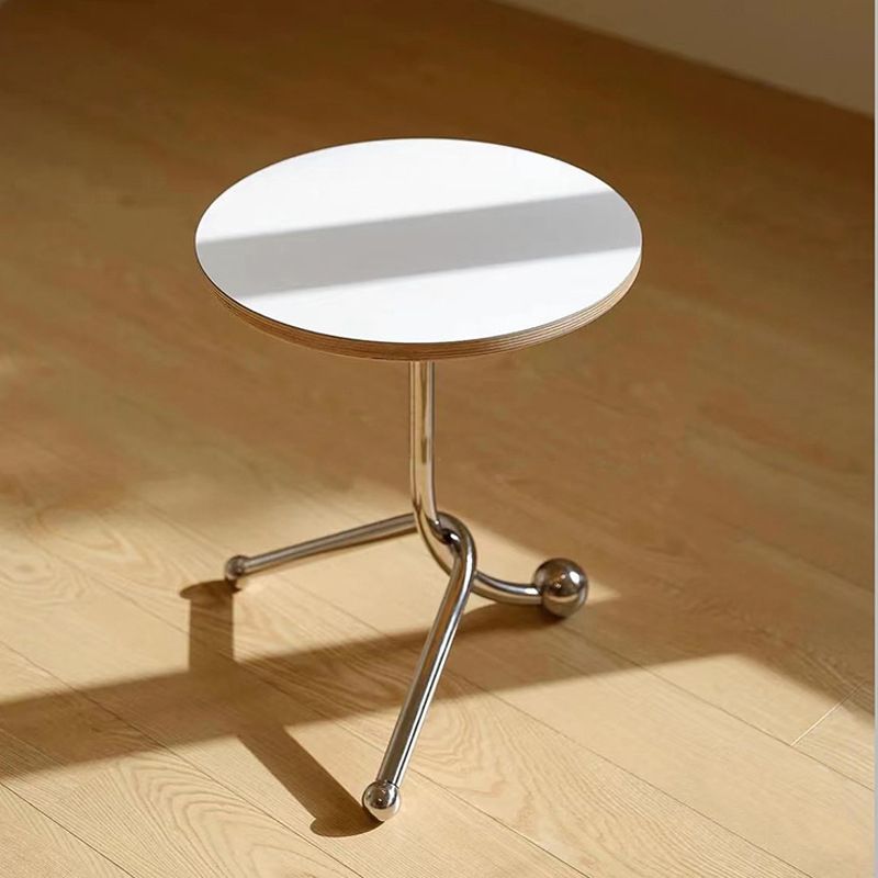 Modern Steel 3 Legs End Table Dia 11" Wood Top Bedside Table