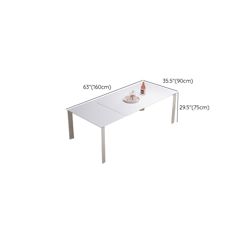 Modern 1/3/4/7 Pieces Dining Room Table Rectangle Stone Extendable Furniture in White