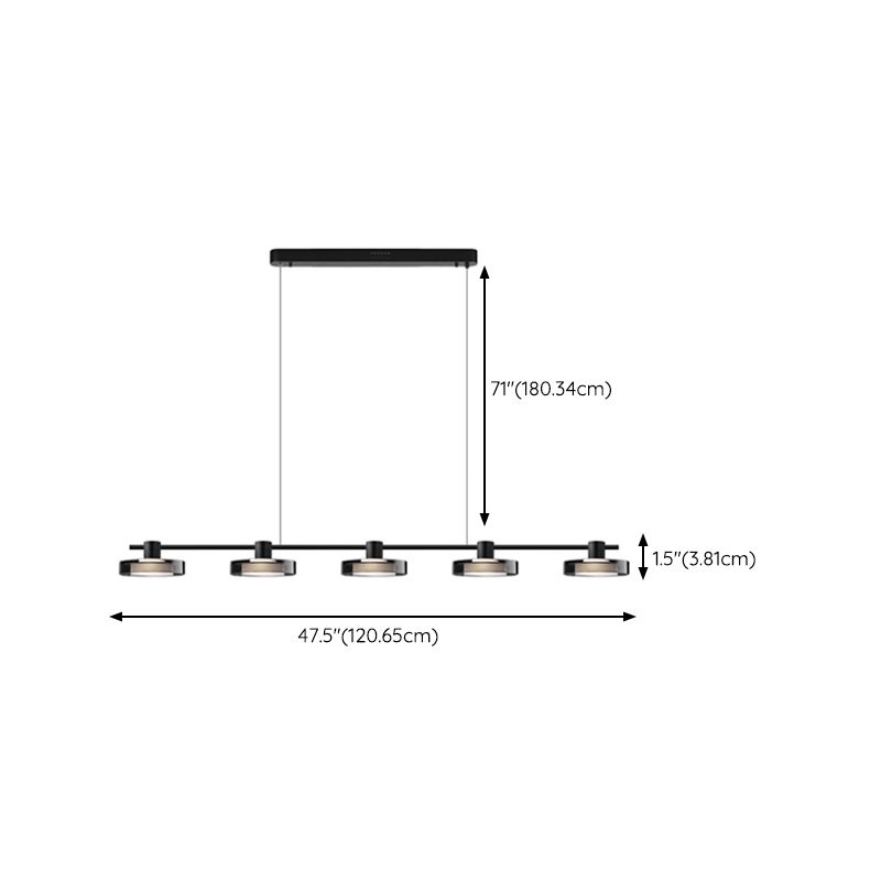 Metal and Glass Kitchen Island Lighting in Black Modern LED Ceiling Pendant