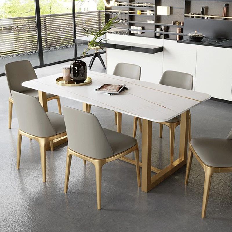 Modern Stone Dining Table Rectangle Dining Table for Kitchen