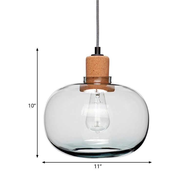 Kit de pendentif en verre en verre transparent transparent moderne 1 têtes de tête d'éclairage suspendu avec liège avec liège
