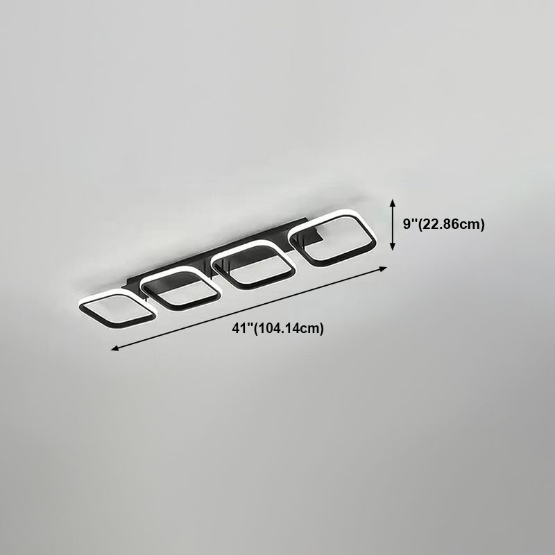 Metall quadratische Schatten Flush Deckenleuchte moderne Multi -Leuchten Flush -Montierung in Schwarz