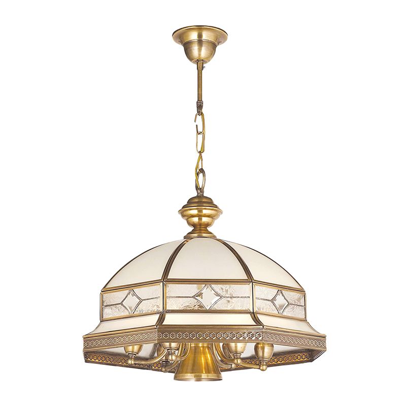 7 lampadine lampadario in vetro sabbia di vetro coloniale a cupola oro soggiorno dell'illuminazione a sospensione a sospensione