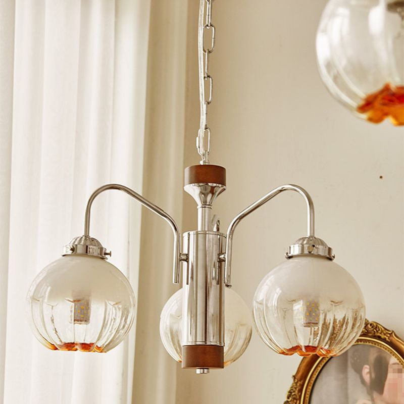 Simple Silver Chandelier Light Fixtures Glass Hanging Chandelier for Living Room