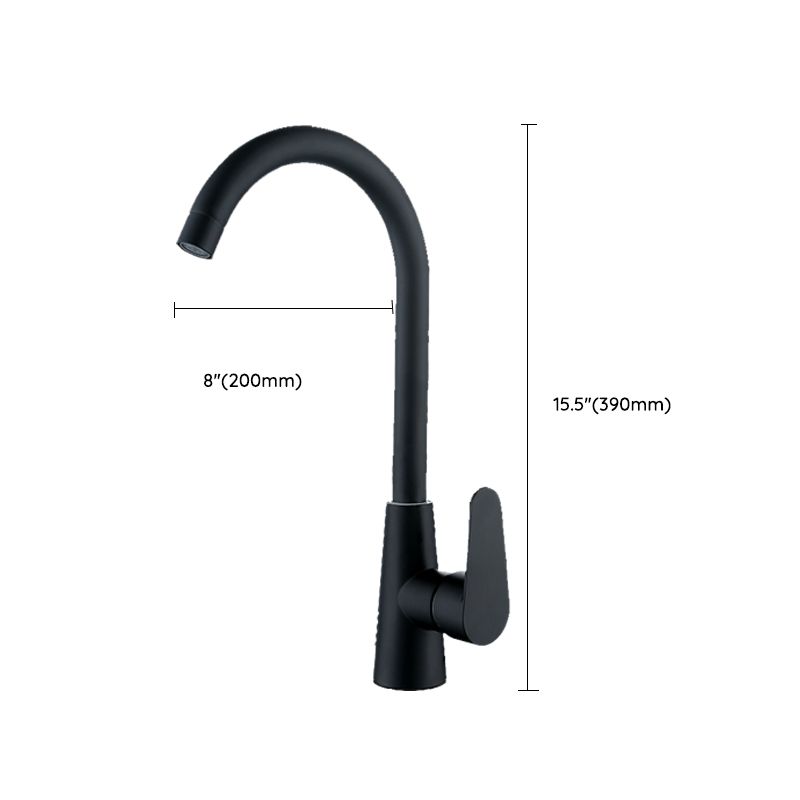Modern Style Kitchen Faucet Stainless Steel Gooseneck Kitchen Faucet in Black