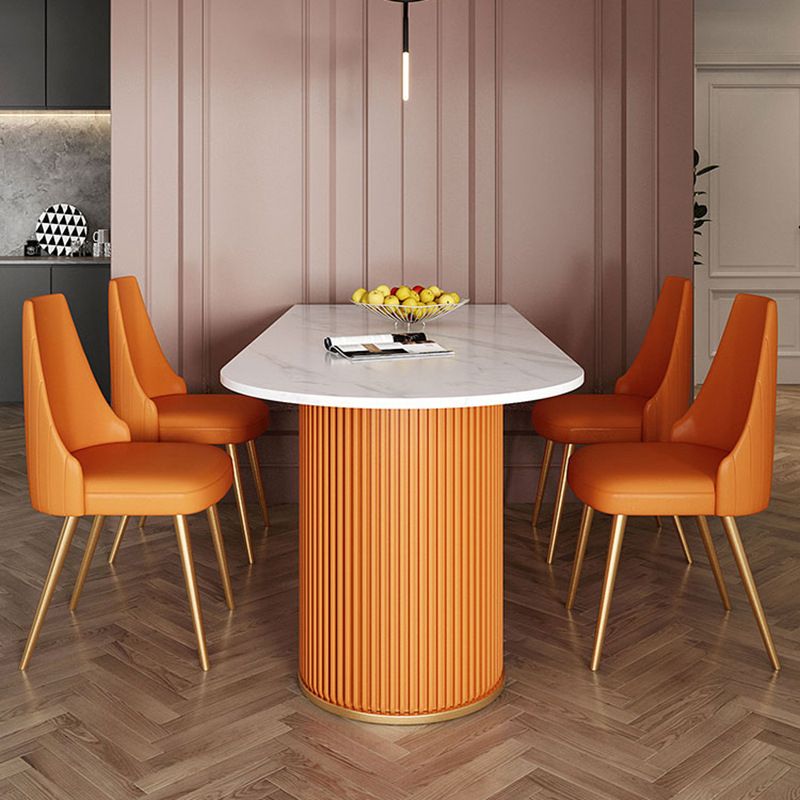 Modern Sintered Stone Dining Table Double Pedestal Table for Dining Room