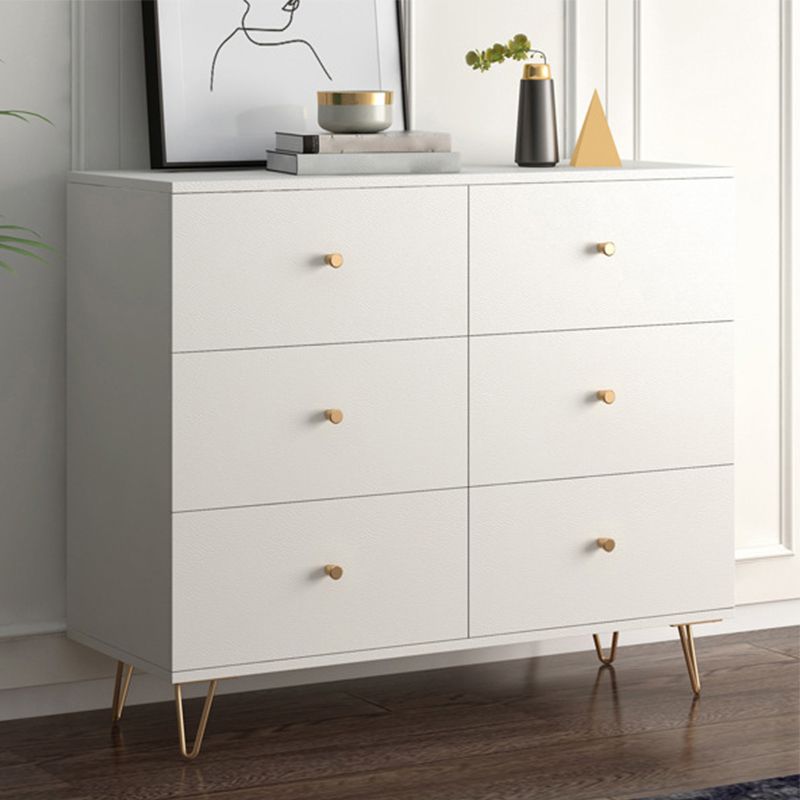 Modern Accent Chest Rectangle Accent Cabinet with Drawers in White