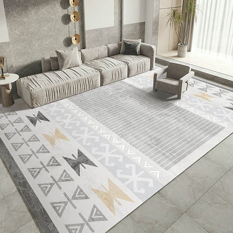 Alfombra gráfica de poliéster gris claro alfombra de interior de poliéster para sala de estar para sala de estar
