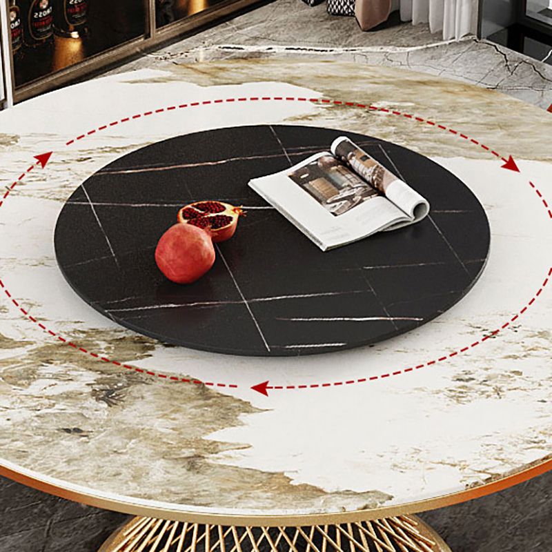 Traditional Luxury Round Stone Dining Table Pedestal Casual Dining Table