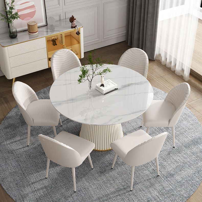 Modern Style Dining Table Round White Sintered Stone Dining Table for Home Use