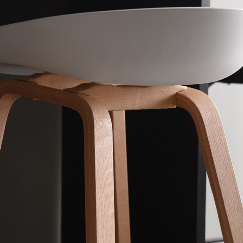 Modern Beech Bar Stool Backrest Bucket Counter Height Stool with Plastic Seat