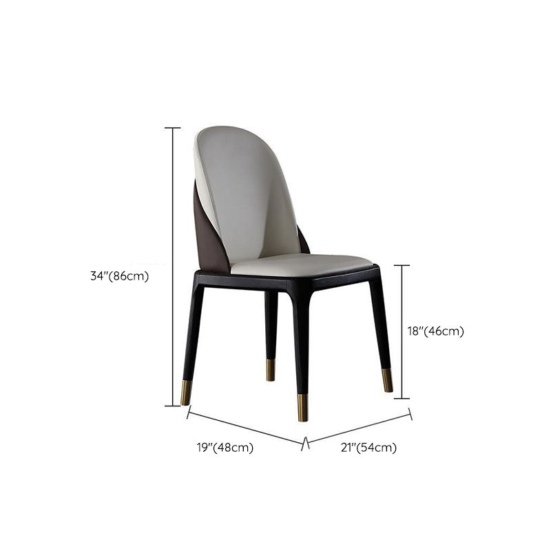 Glam Style Leather Side Chair Wooden Frame Indoor Dining Chair