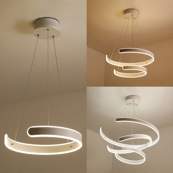 Moderne Anhängerbeleuchtung für Esszimmer, Multi -Ring -Hängelampe in weißem, neutralem Licht