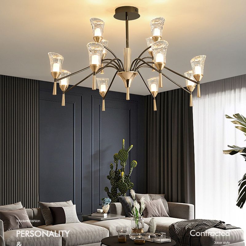 Conical Chandelier Postmodern Acrylic Gold Suspension Light for Living Room