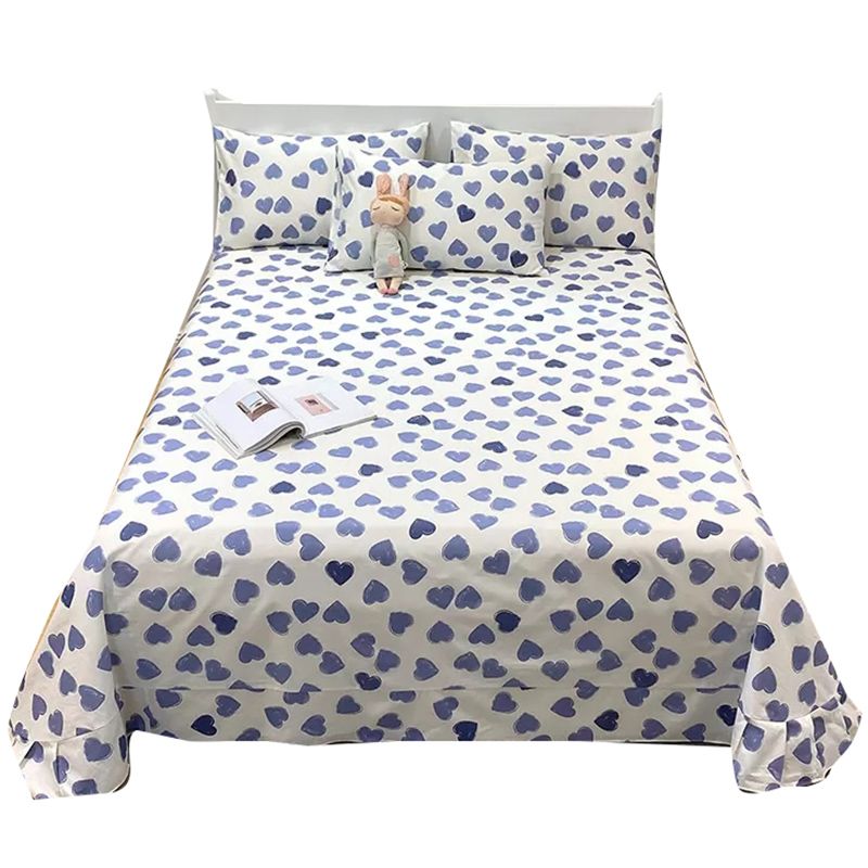 Floral Twill Bed Sheet Cotton Breathable Sheet Standard Deep Pocket Fitted Sheet