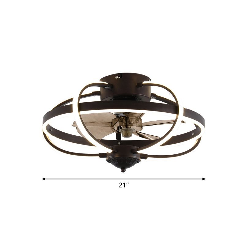 Minimalistische Käfig Deckenlüfter Leichtes Acryl -Esszimmer LED SEMI Flush Mount mit Fernbedienung