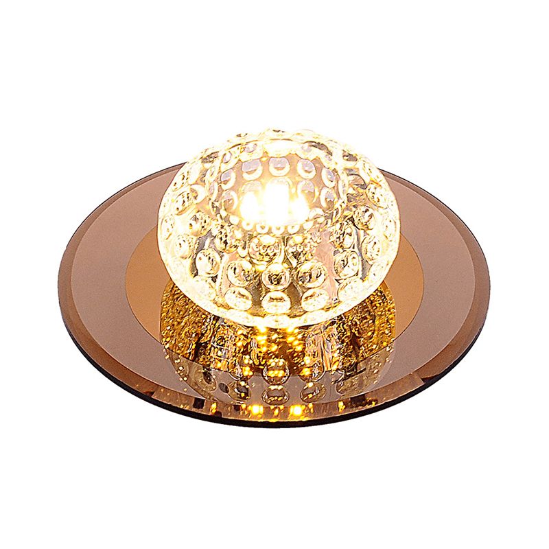 Round Crystal Flush Mount Lighting Simplicity LED Close to Ceiling Lamp for Foyer
