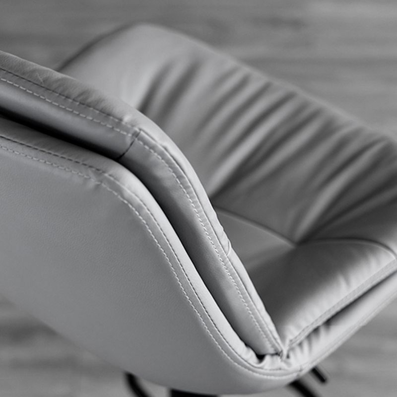 Contemporary Metal Barstool Faux Leather Counter Stool with Swivel in Matte Finish